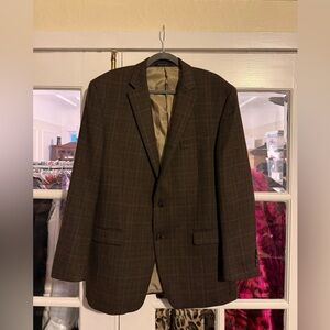 Lauren Ralph Lauren (Green Label) Dark Brown Plaid Blazer 100% Wool